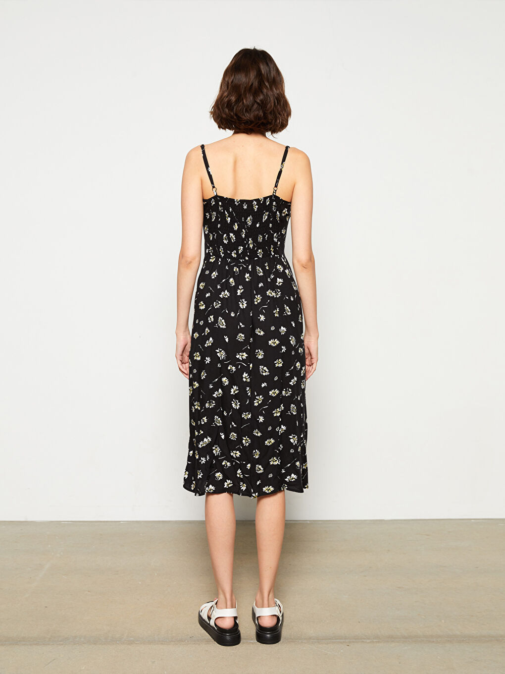 LCW Vision Herzausschnitt Blumig Riemchen Viskose Kleid für Damen -S2JD16Z8-LQJ