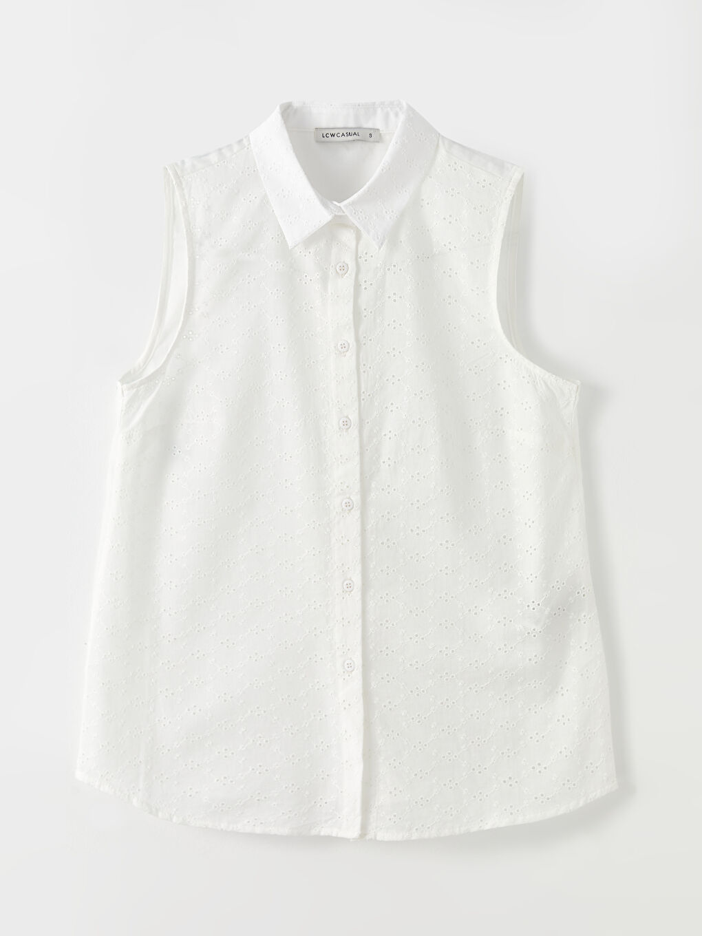 LC Waikiki Front Button Closure Embroidered Sleeveless Poplin Women's Shirt -S2JD29Z8-R9K