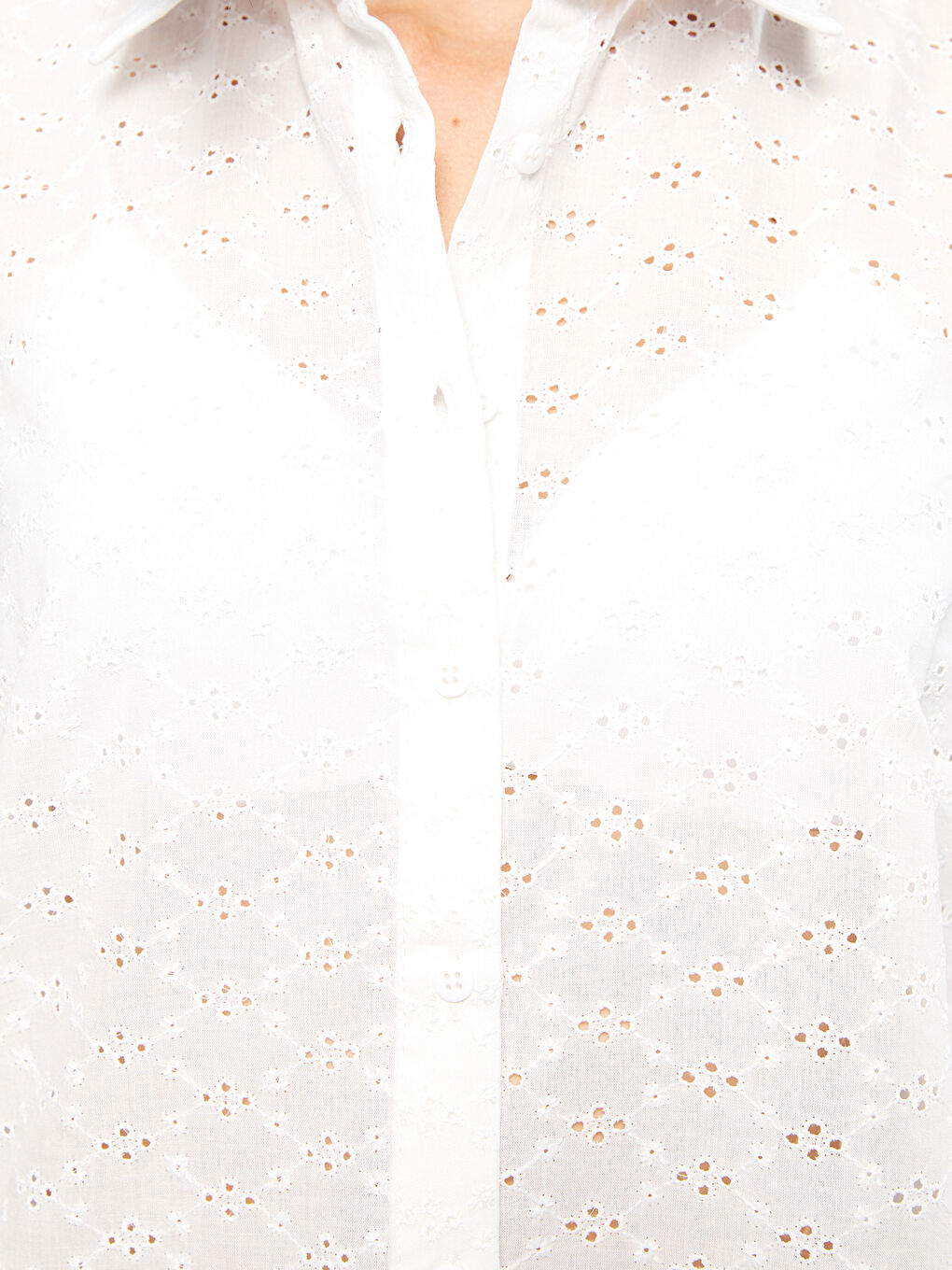 LC Waikiki Front Button Closure Embroidered Sleeveless Poplin Women's Shirt -S2JD29Z8-R9K