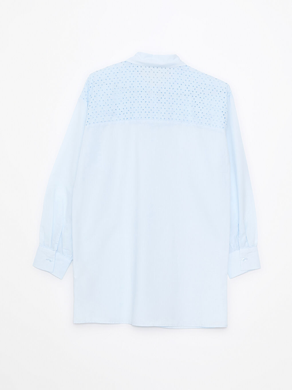 Mavi Nakışlı Uzun Kollu Poplin Kadın Gömlek Tunik-1