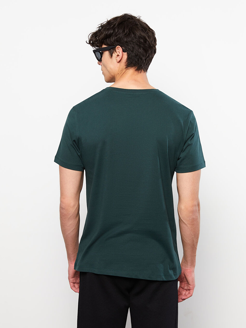 Yeşil Bisiklet Yaka Kısa Kollu Jurassic World Baskılı Penye Erkek Tişört-4