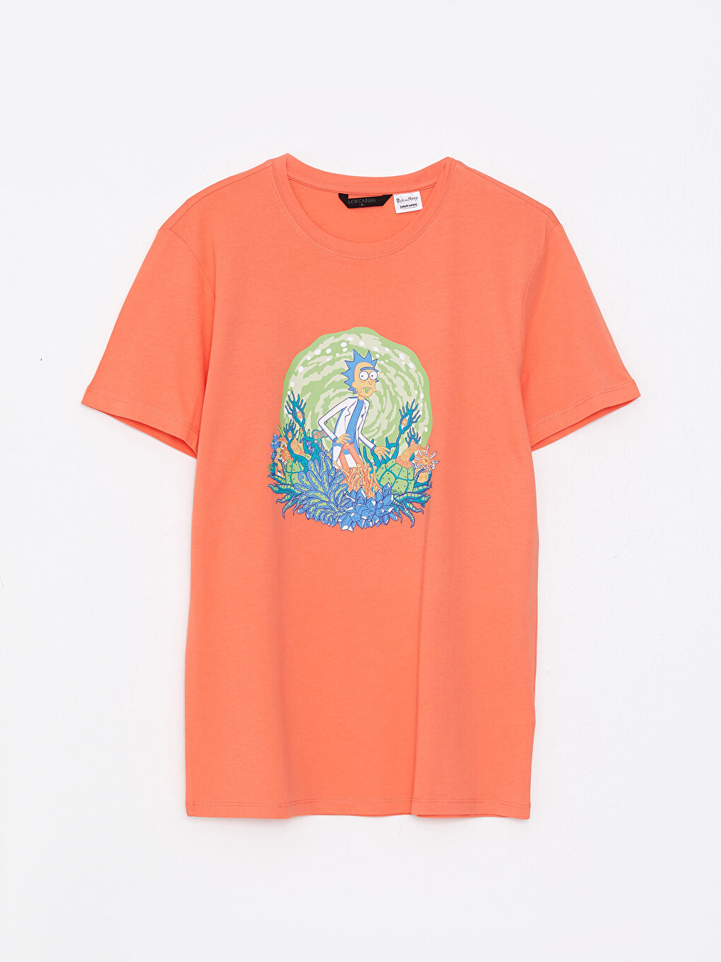 Mercan Bisiklet Yaka Kısa Kollu Baskılı Penye Erkek Tişört-5