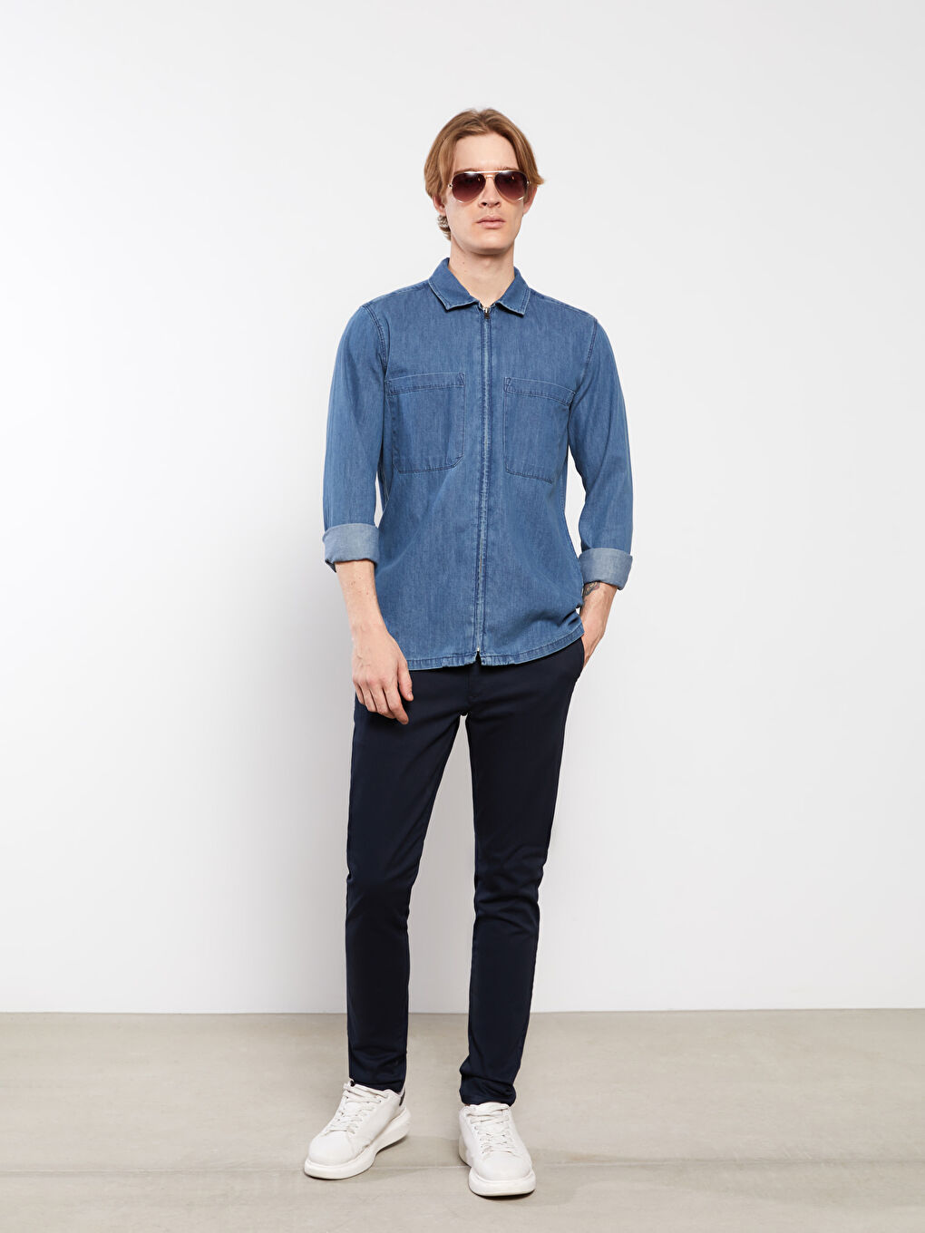 Slim Fit Gabardine Men's Chino Trousers-1