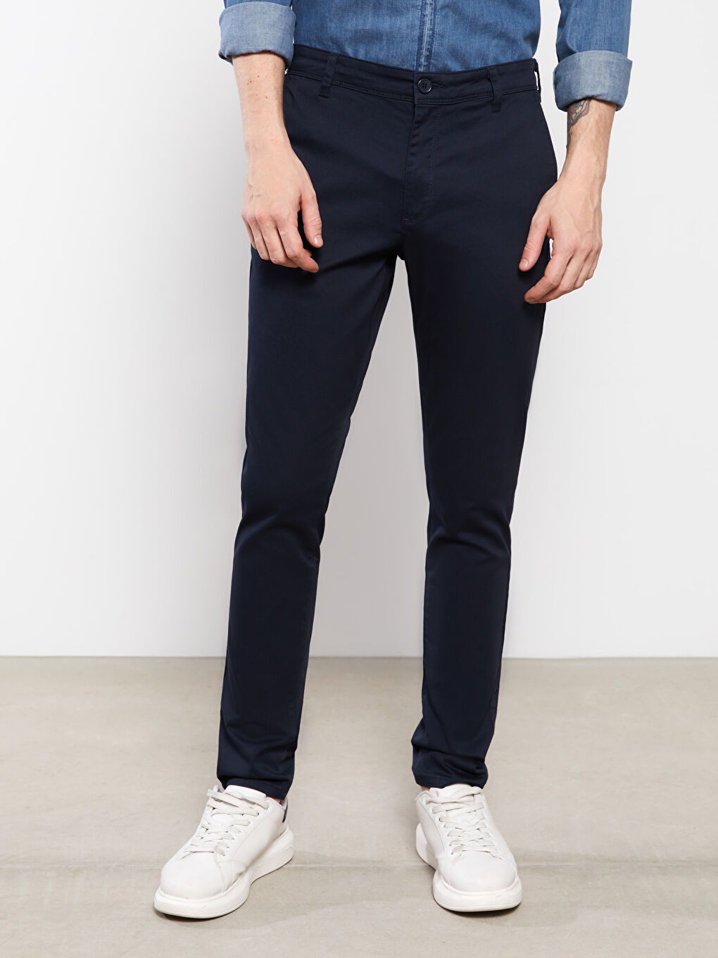 Slim Fit Gabardine Men's Chino Trousers-3