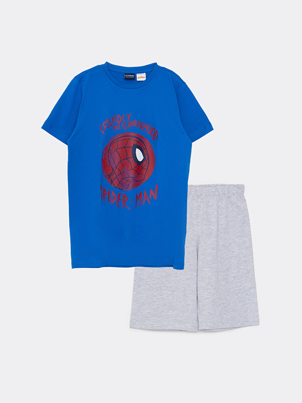 Crew Neck Spider-Man Printed Short Sleeve Boys' Shorts Pyjama Set