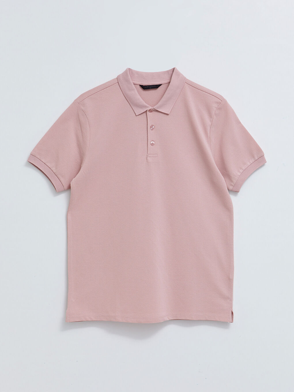 Pembe Polo Yaka Kısa Kollu Penye Erkek Tişört