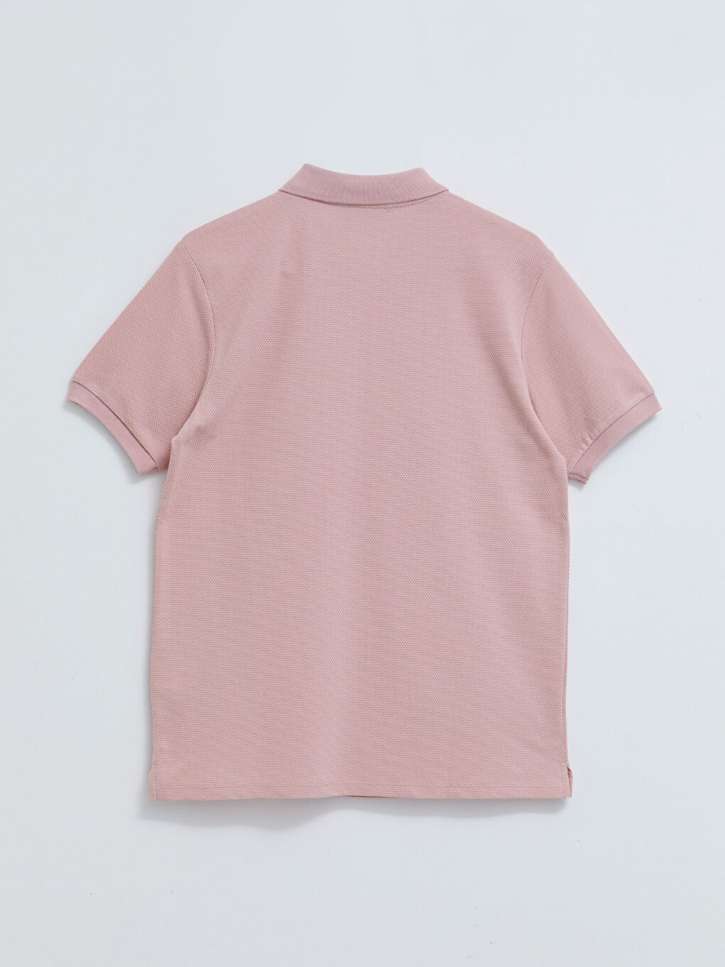 Pembe Polo Yaka Kısa Kollu Penye Erkek Tişört-1