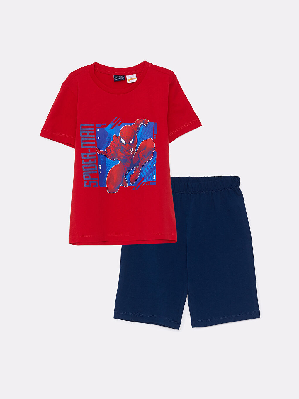 Crew Neck Spider-Man Printed Short Sleeve Boys' Shorts Pyjama Set