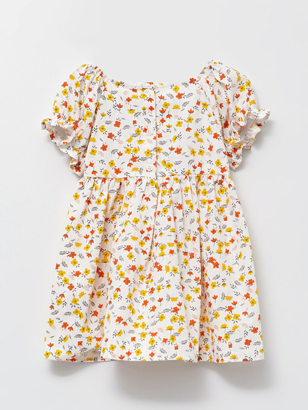 Crew Neck Short Sleeve Printed Cotton Baby Girl Dress-1