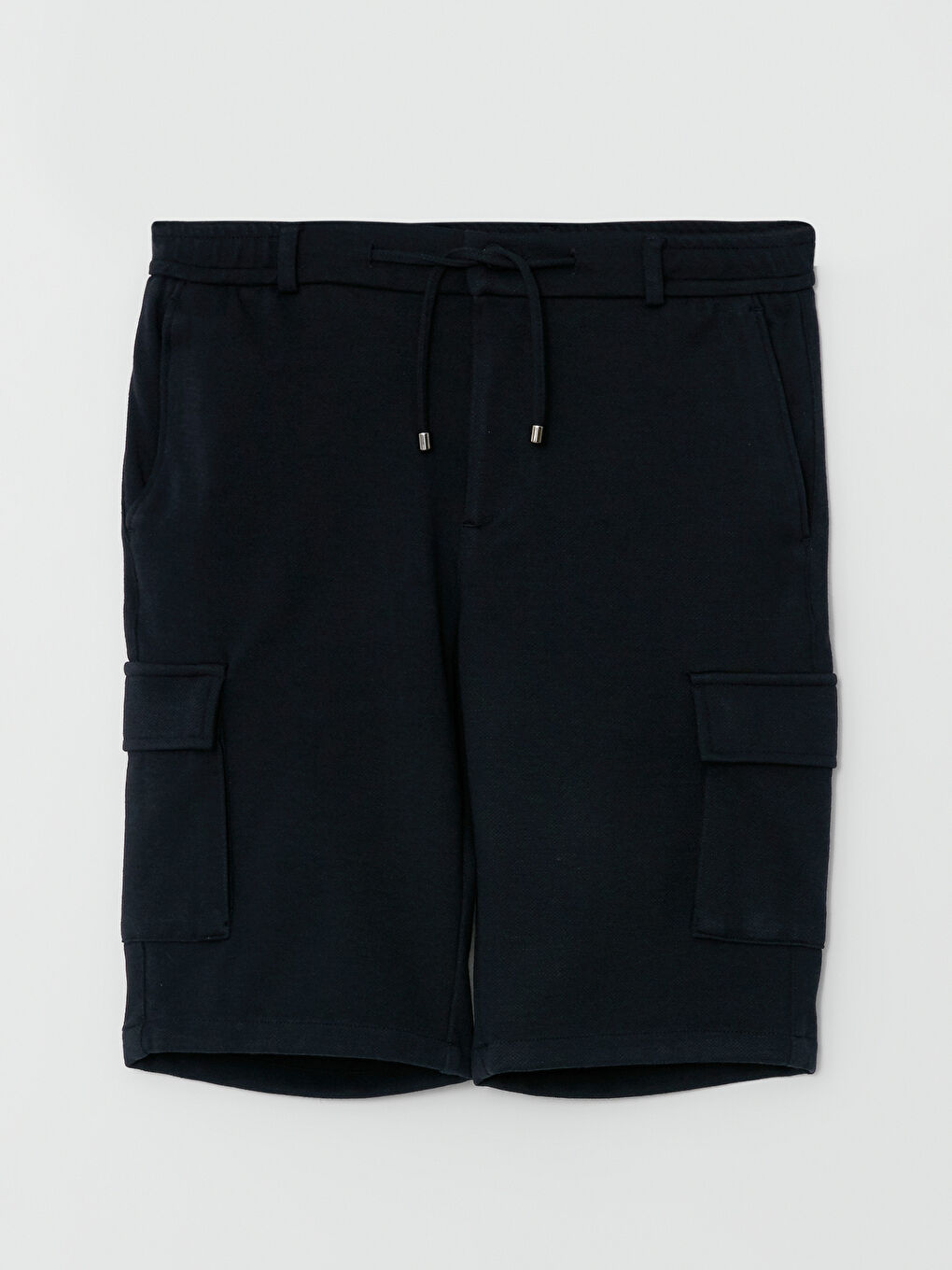 Lacivert Slim Fit Beli Bağlama Detaylı Erkek Şort-5