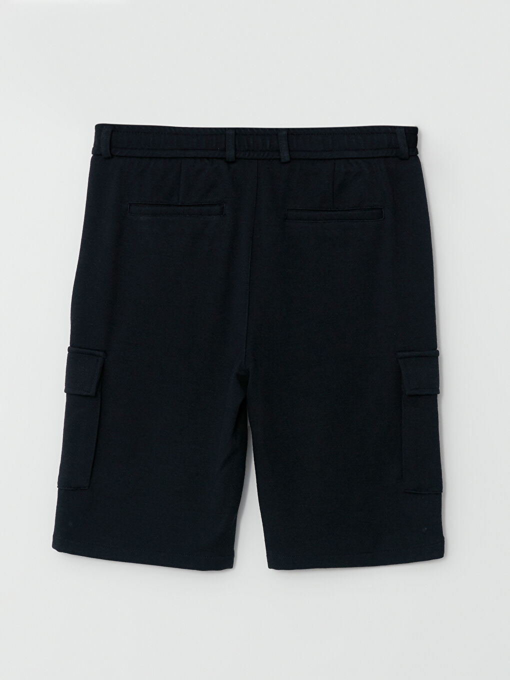 Lacivert Slim Fit Beli Bağlama Detaylı Erkek Şort-6