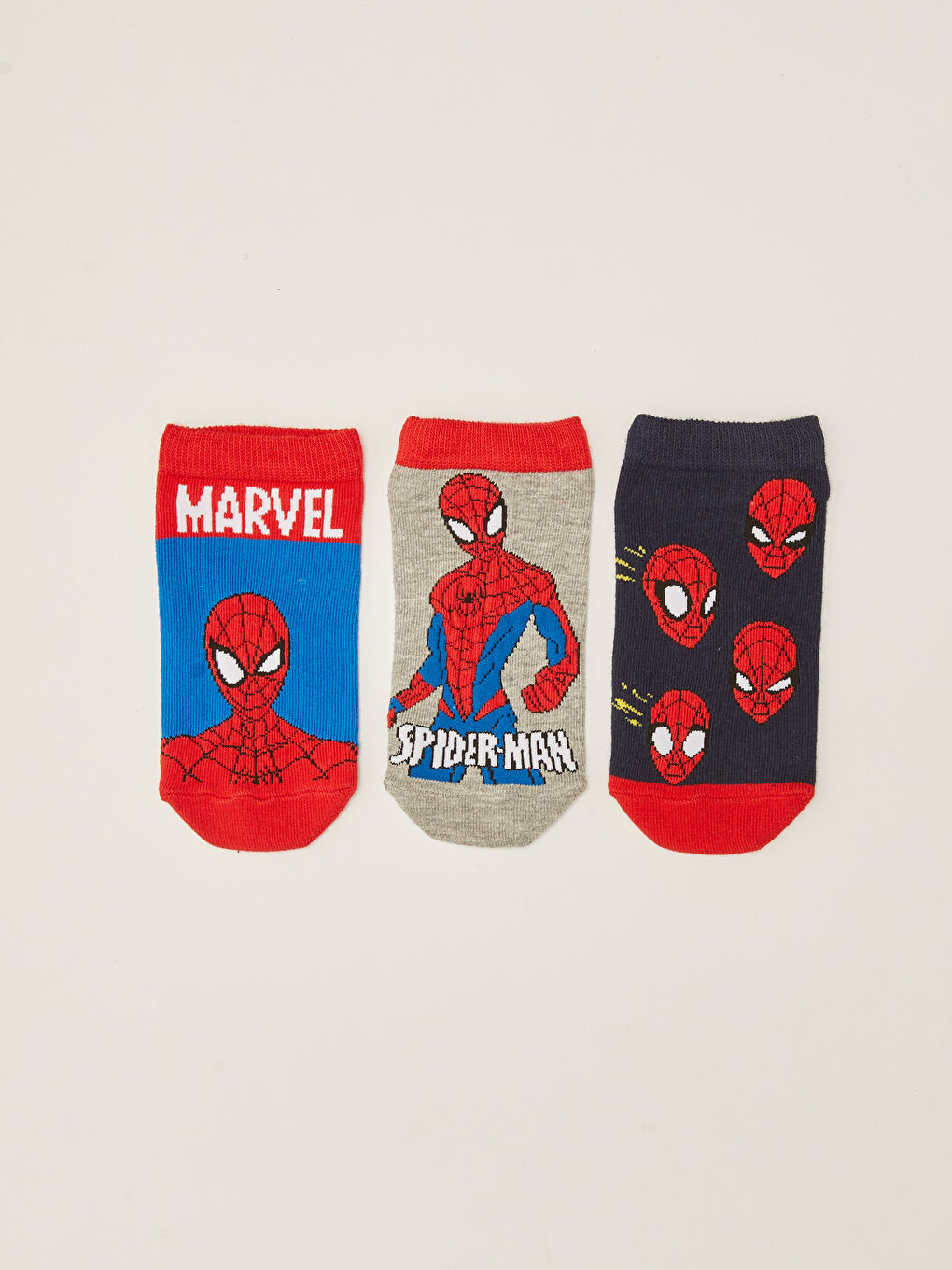 Karışık Spider-Man Desenli Erkek Çocuk Patik Çorap 3'lü
