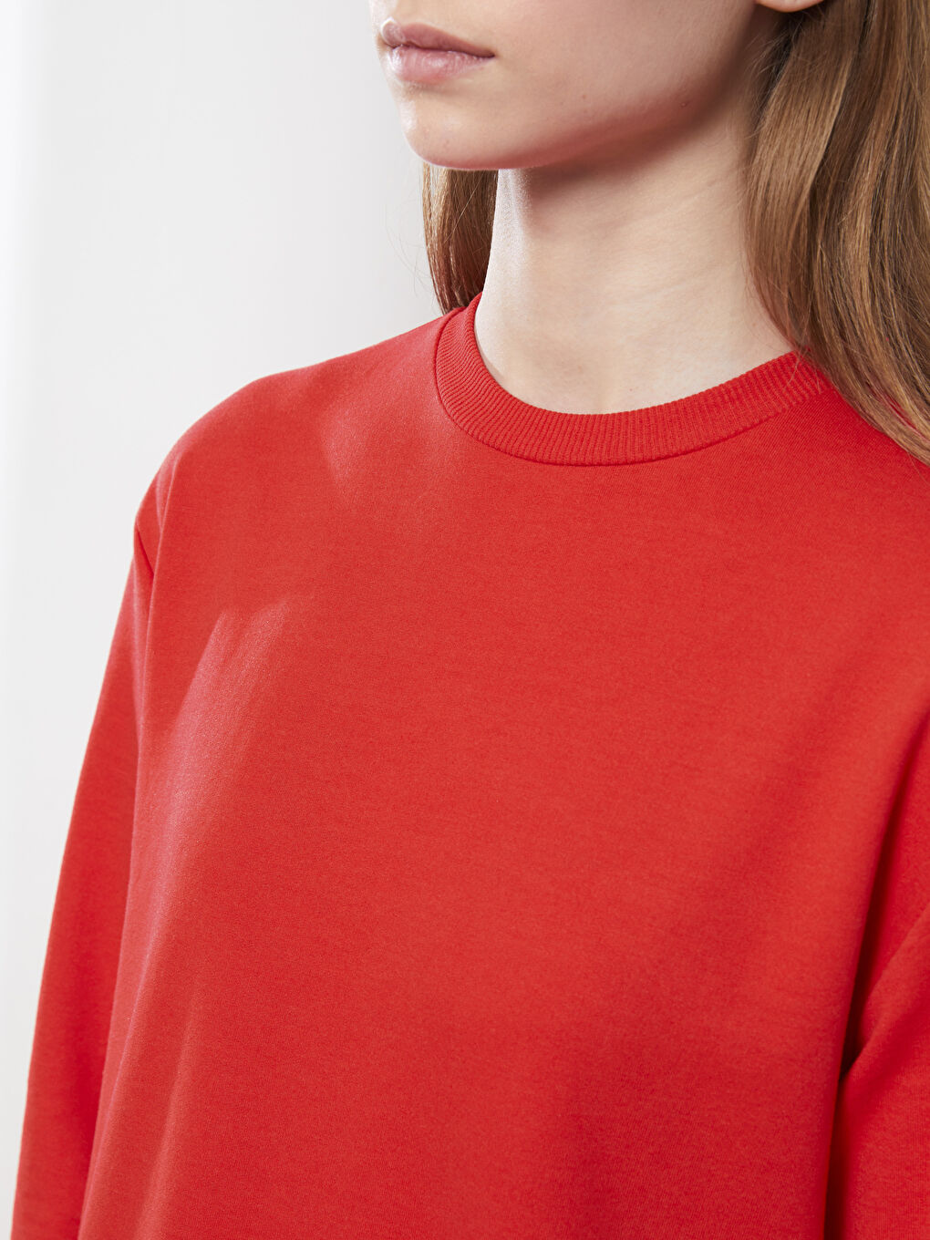 فستان كم طويل سادة بياقة دائرية للسيدات-3