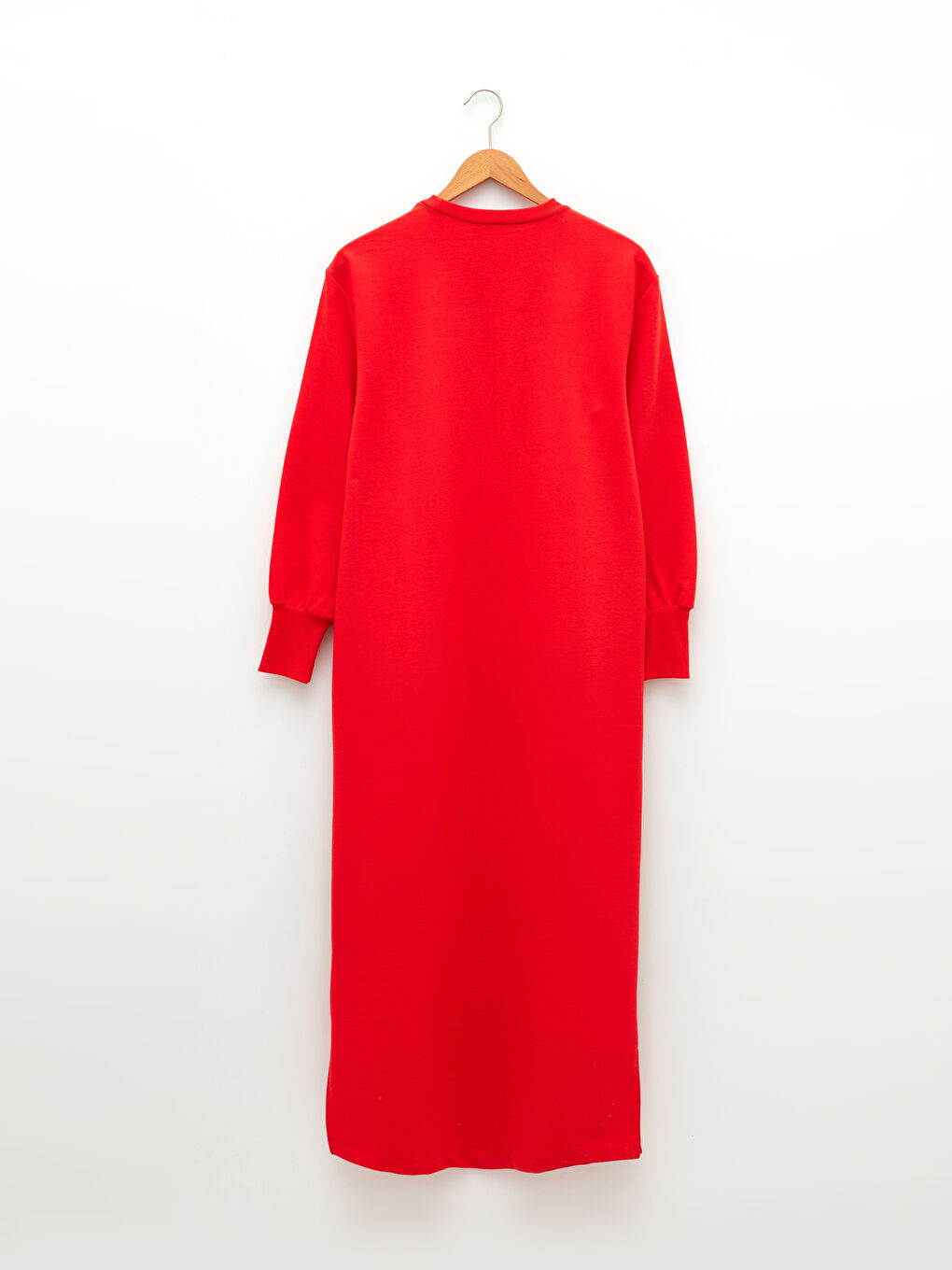 فستان كم طويل سادة بياقة دائرية للسيدات-6