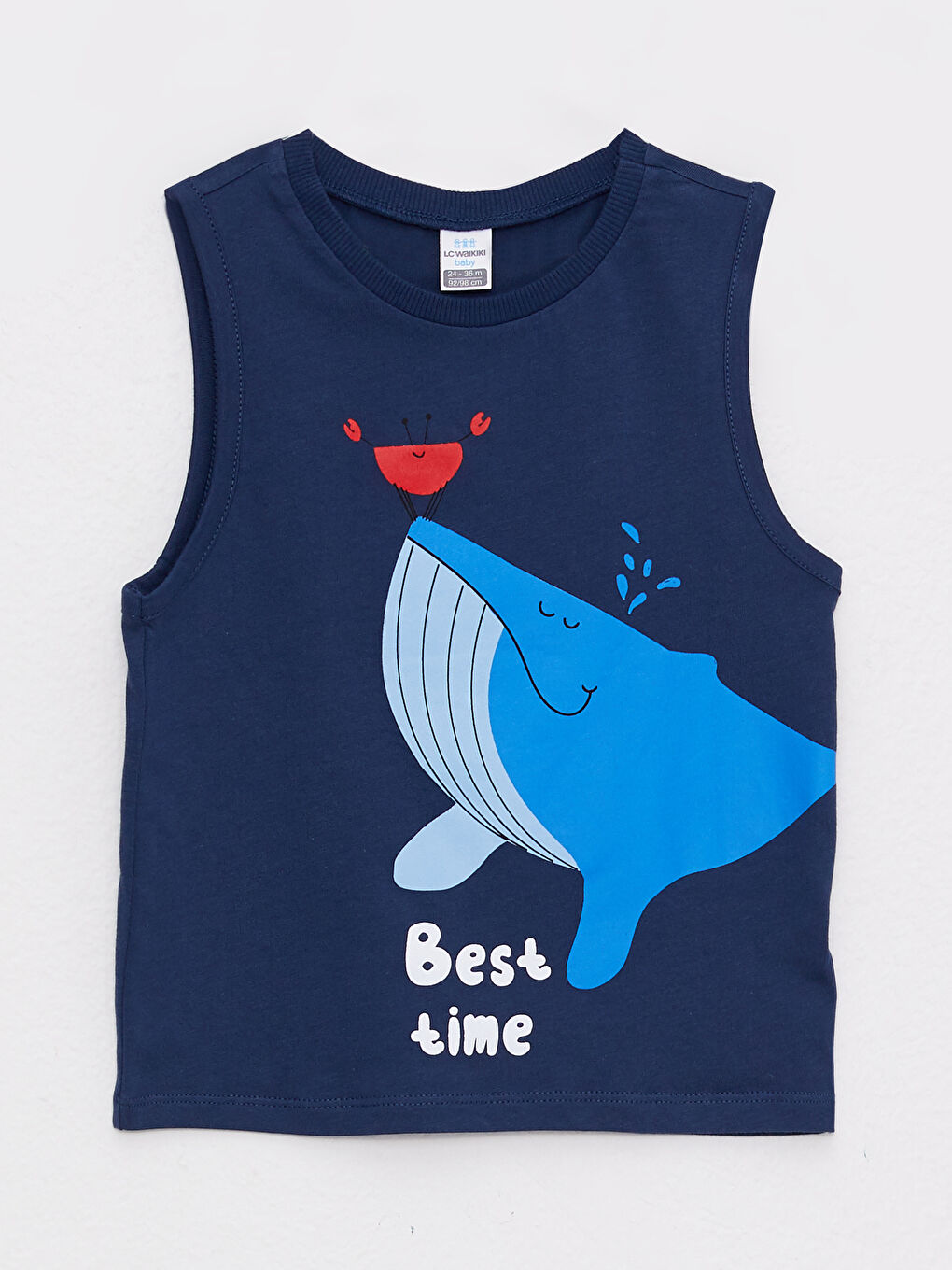 ياقة دائرية قطن مطبوع قميص داخلي بدون أكمام أولاد رضع - مجموعة من 2-2