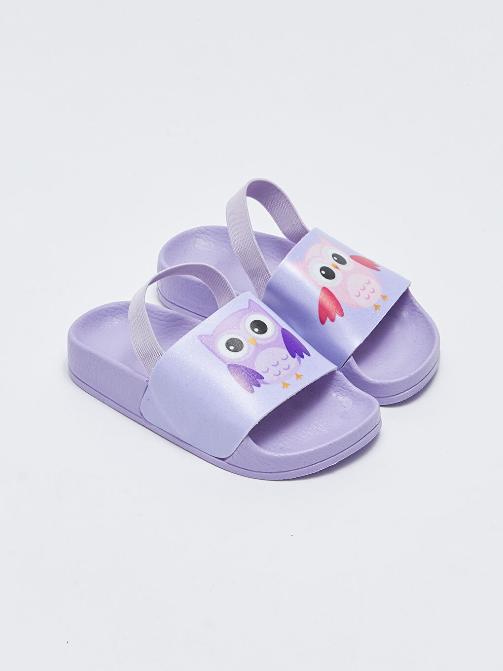 Lila Baskılı Lastikli Kız Bebek Plaj Terliği