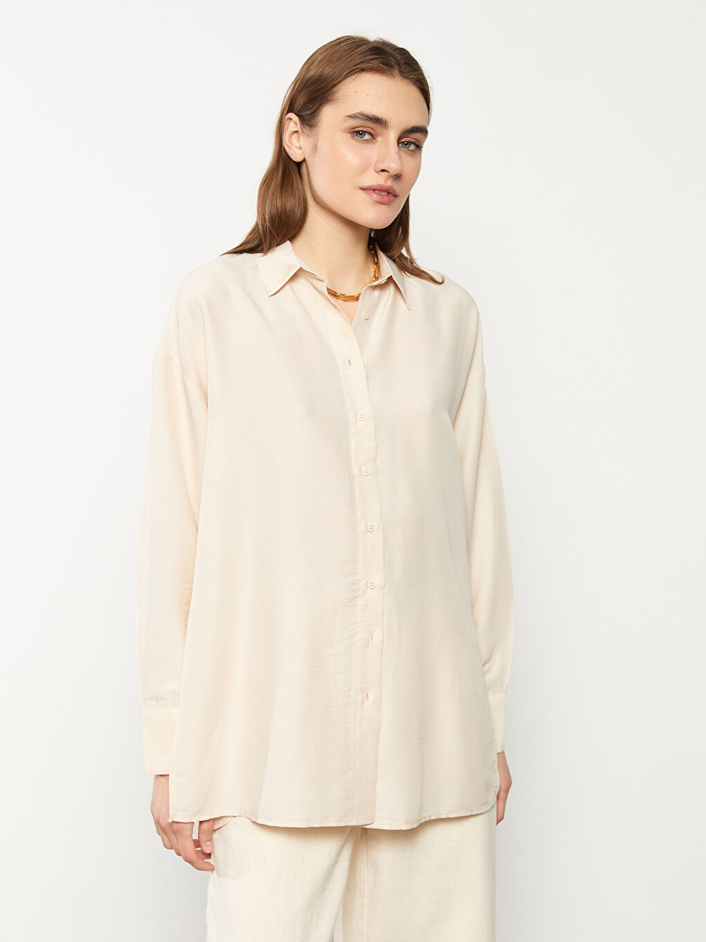Buttoned Regular Long Sleeve Women's Shirt-1