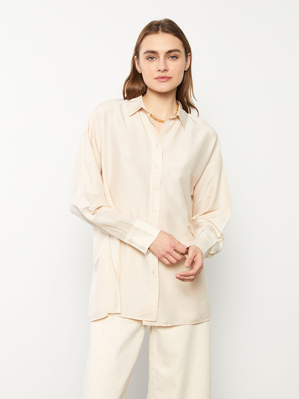 Buttoned Regular Long Sleeve Women's Shirt-2