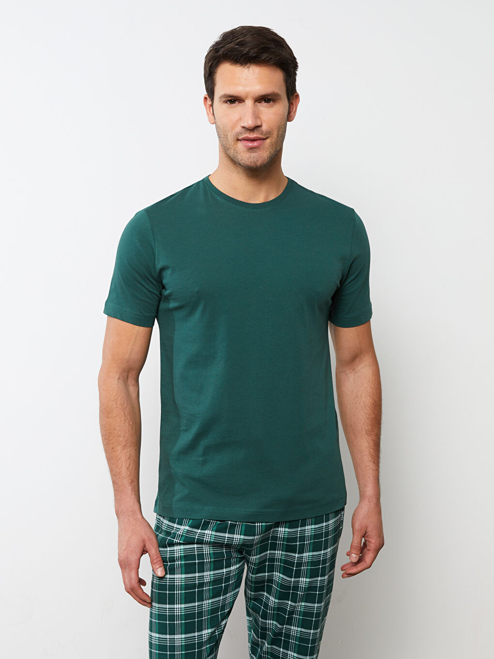 Yeşil Standart Kalıp Ekose Erkek Pijama Takımı-2