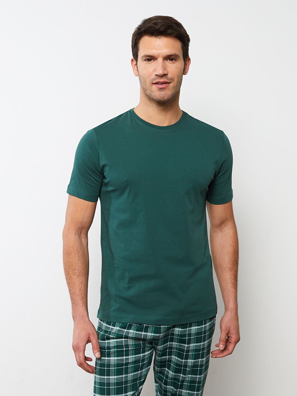 Yeşil Standart Kalıp Ekose Erkek Pijama Takımı-3
