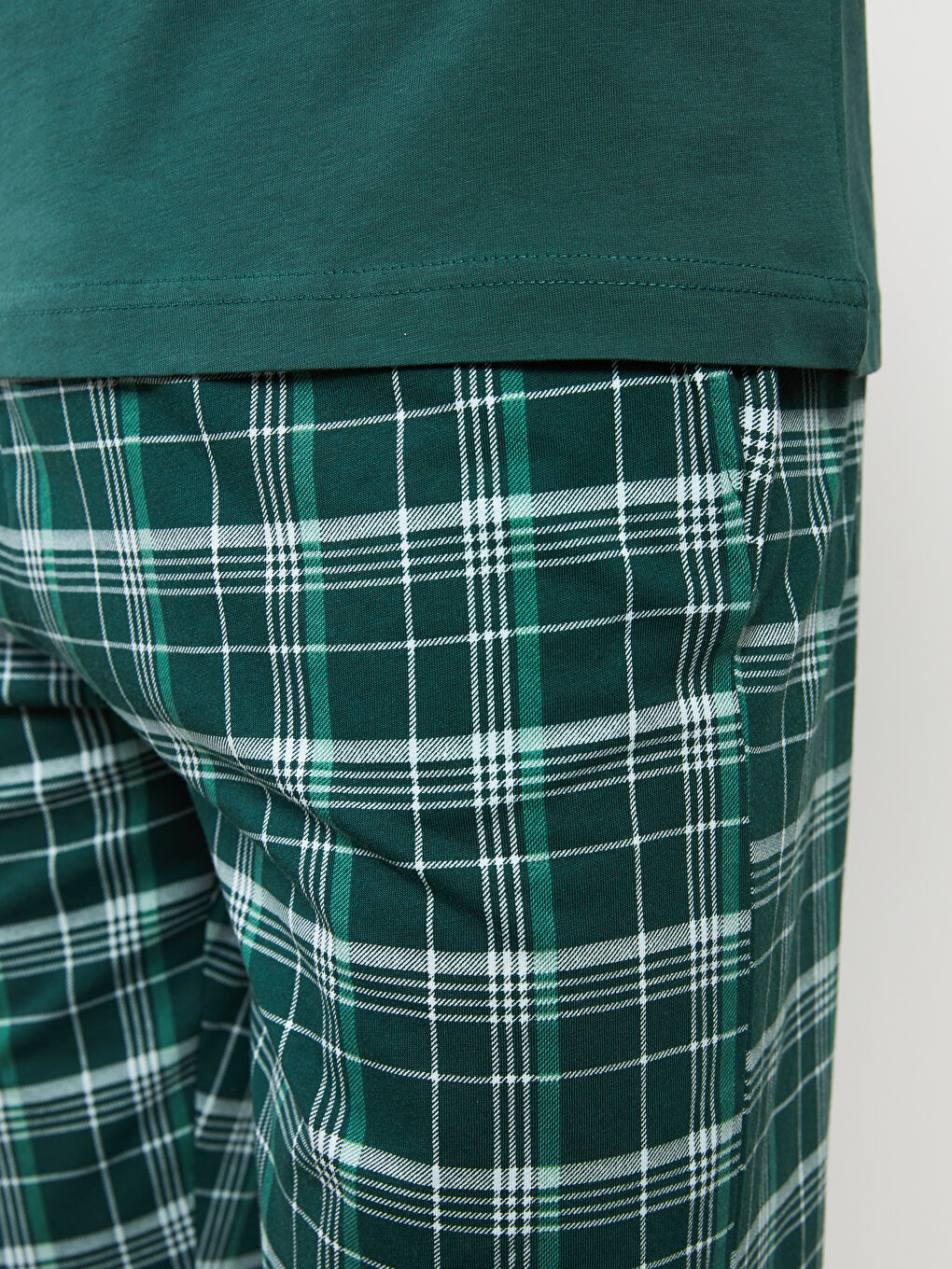 Yeşil Standart Kalıp Ekose Erkek Pijama Takımı-5