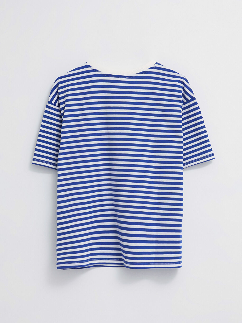 Tricou Femei cu Guler Rotund, Vărgat, Mânecă Scurtă-7