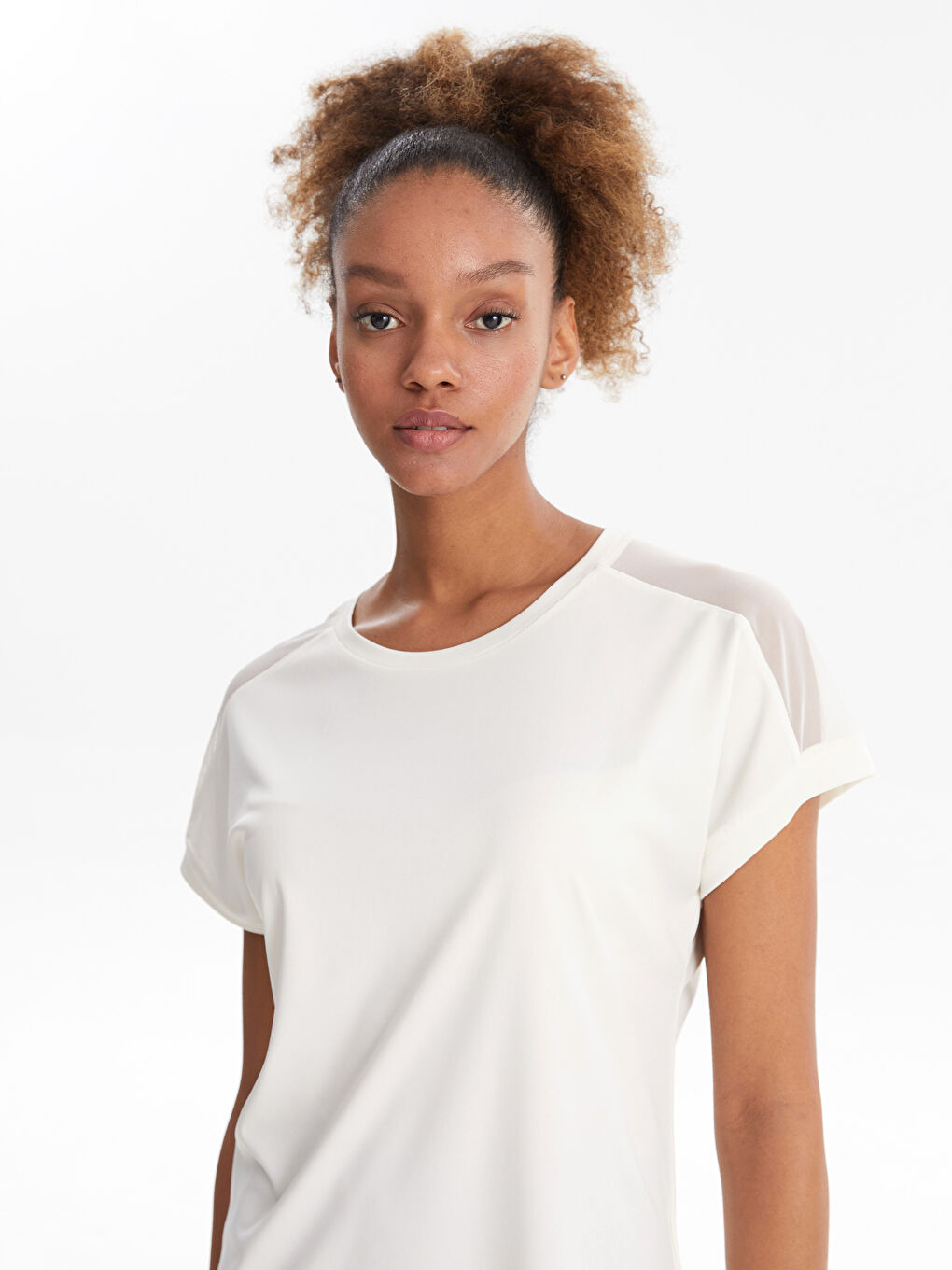 LCW SPORT Crew Neck Plain Short Sleeve Women's Sports T-Shirt -S2JF39Z8-R9J