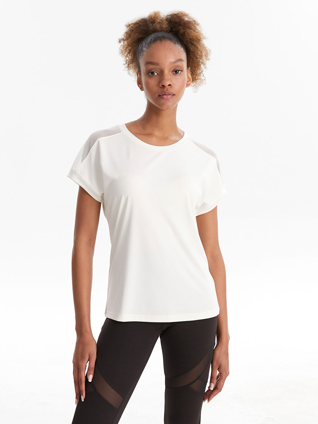LCW SPORT Crew Neck Plain Short Sleeve Women's Sports T-Shirt -S2JF39Z8-R9J