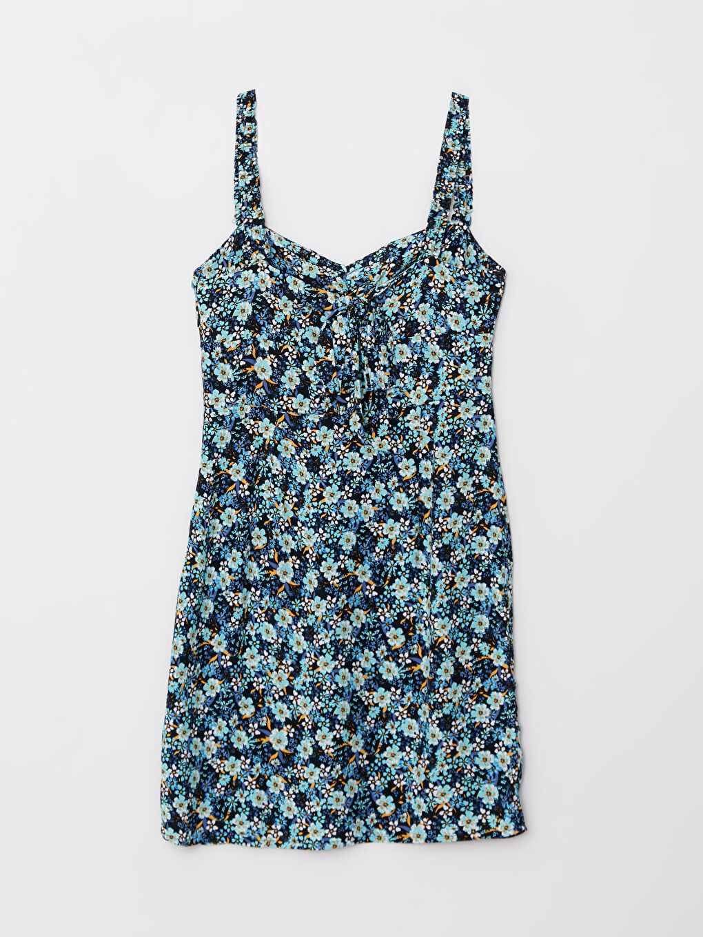 Платье Женское Вискозное На Бретелях С Цветочным Принтом И Вырезом «Сердечко»-5