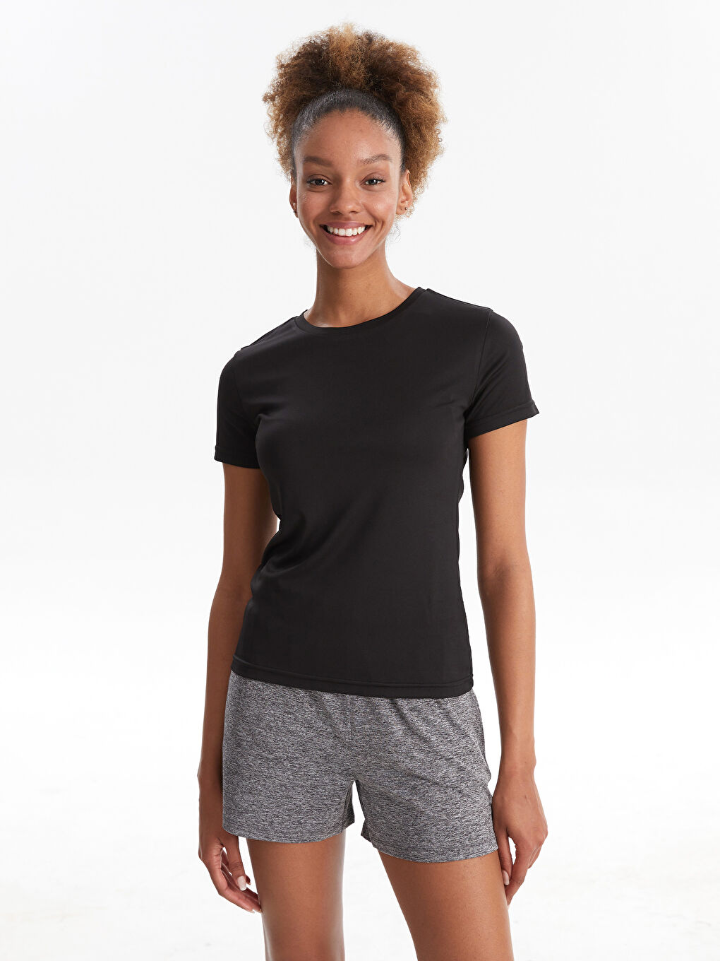 Crew Neck Plain Short Sleeve Women's T-Shirt-1