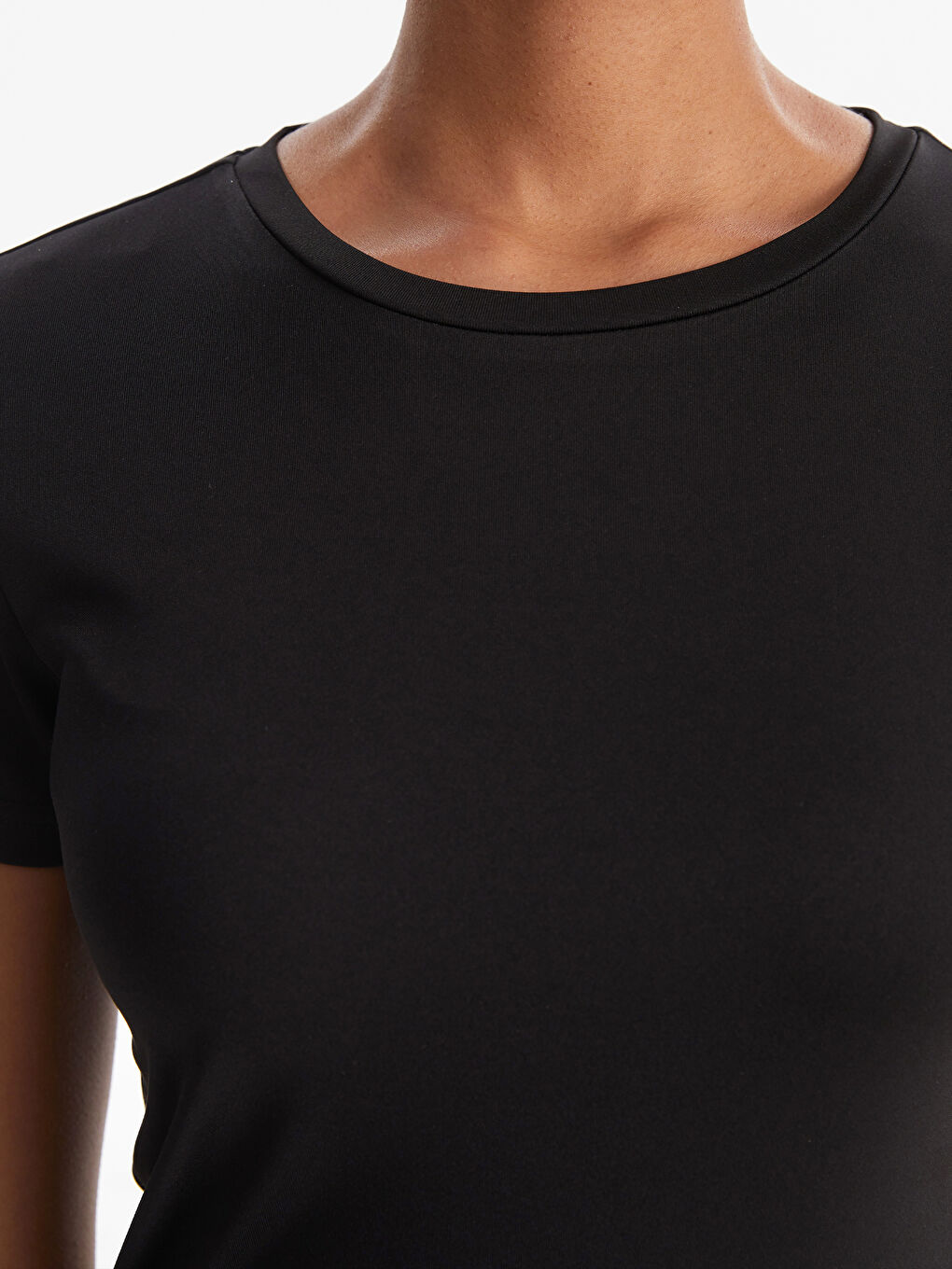 Crew Neck Plain Short Sleeve Women's T-Shirt-3