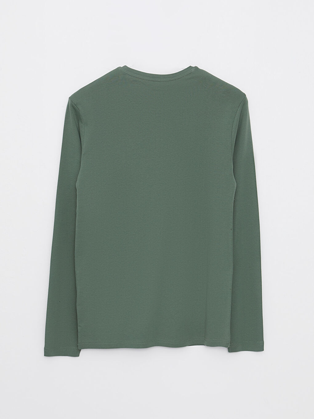 Yeşil Bisiklet Yaka Uzun Kollu Penye Erkek Tişört-6