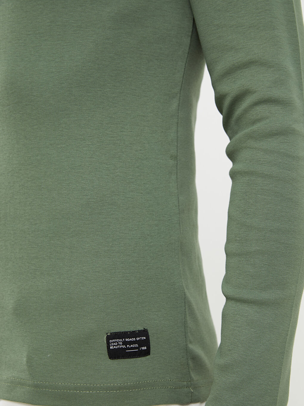 Yeşil Bisiklet Yaka Uzun Kollu Penye Erkek Tişört-3