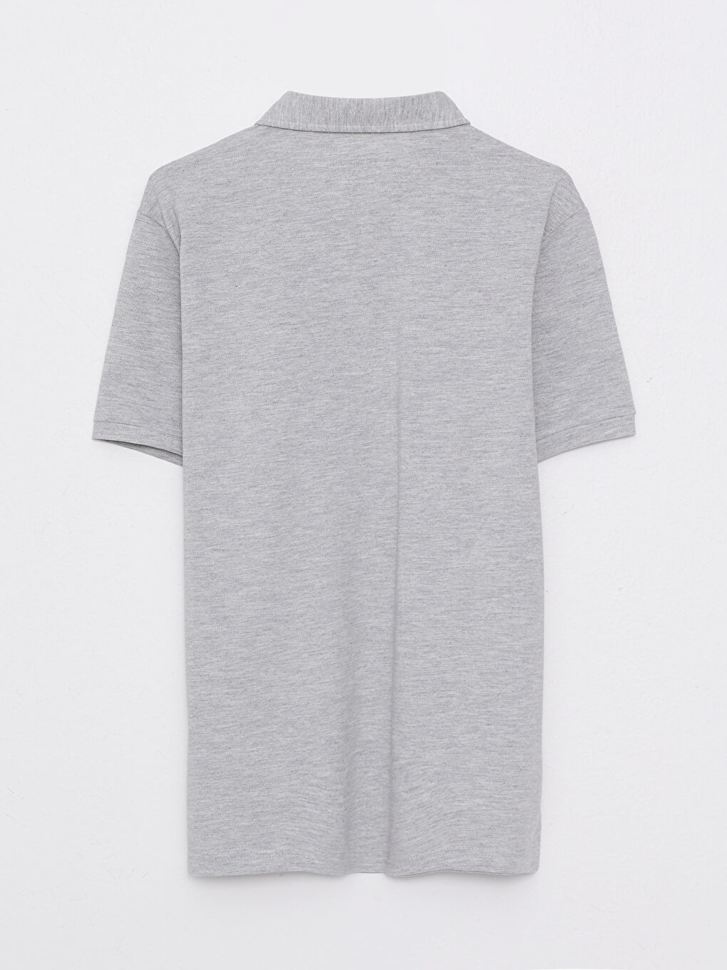 Gri Polo Yaka Kısa Kollu Pike Erkek Tişört-6