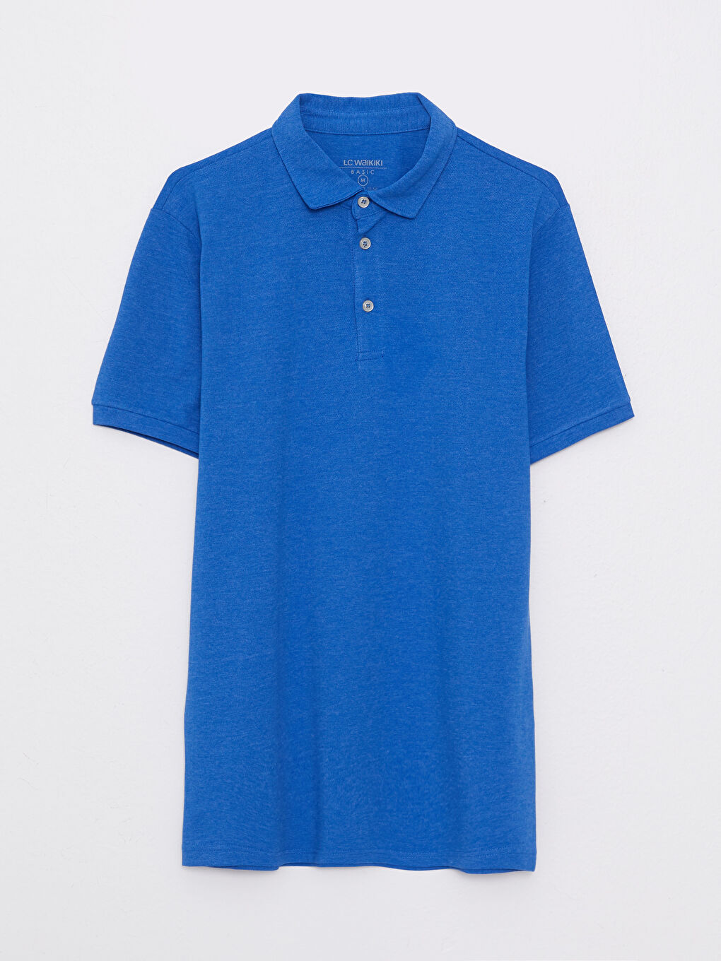 Mavi Polo Yaka Kısa Kollu Pike Erkek Tişört-5