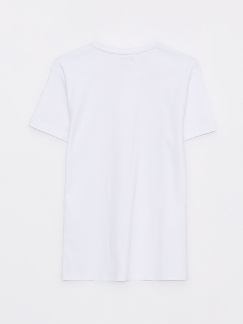 Beyaz Bisiklet Yaka Penye Erkek Tişört-7