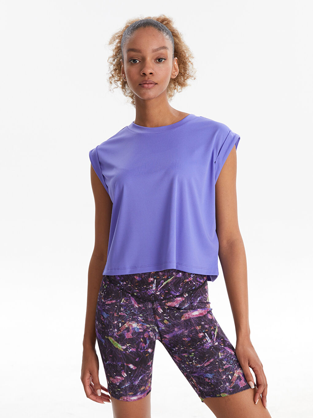 LCW SPORT Crew Neck Plain Short Sleeve Women's Sports T-Shirt -S2JG04Z8-SGF