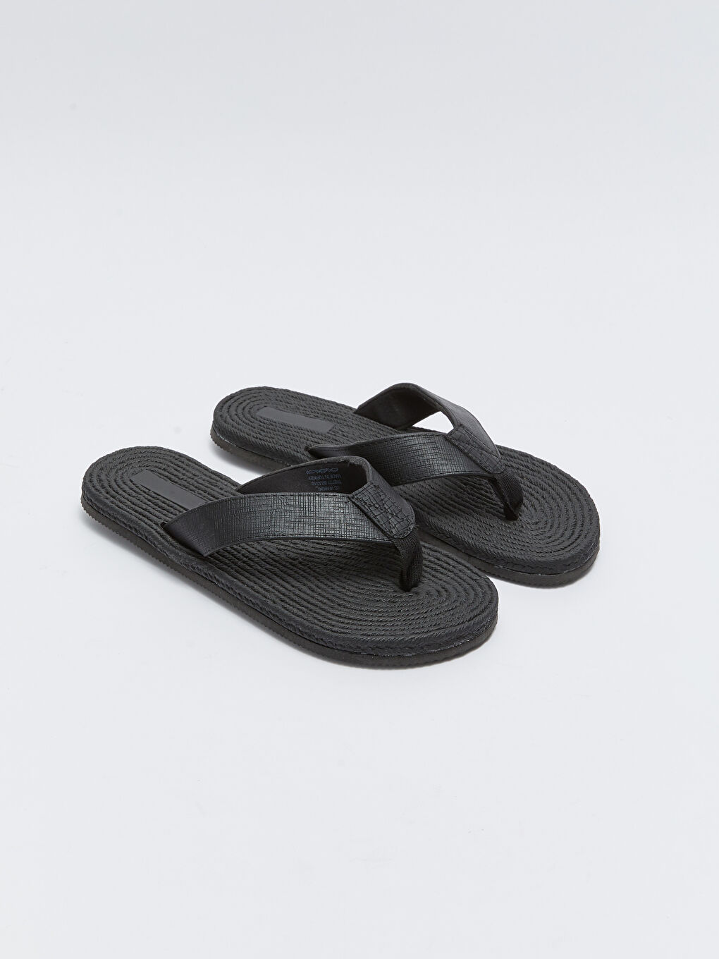 Siyah Deri Görünümlü Erkek Parmak Arası Plaj Terliği