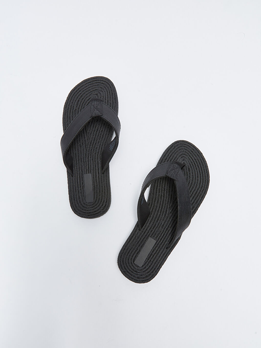 Siyah Deri Görünümlü Erkek Parmak Arası Plaj Terliği-2