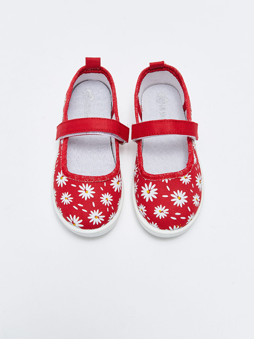 Kırmızı Papatya Baskılı Cırt Cırtlı Kız Çocuk Babet-2