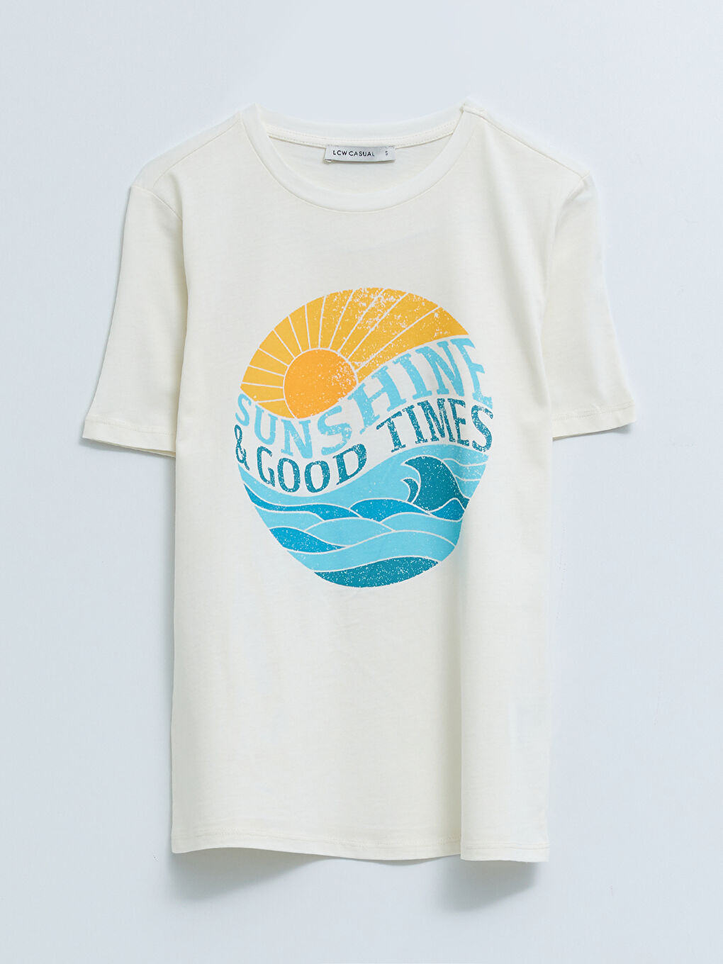 Crew Neck Printed Short Sleeve Cotton Women's T-shirt