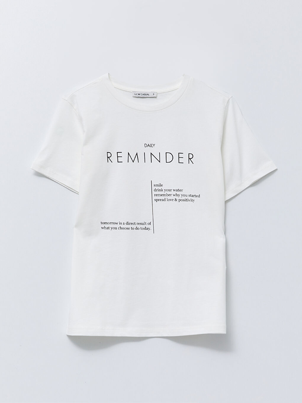 Ekru Bisiklet Yaka Yazı Baskılı Kısa Kollu Pamuklu Kadın Tişört-5