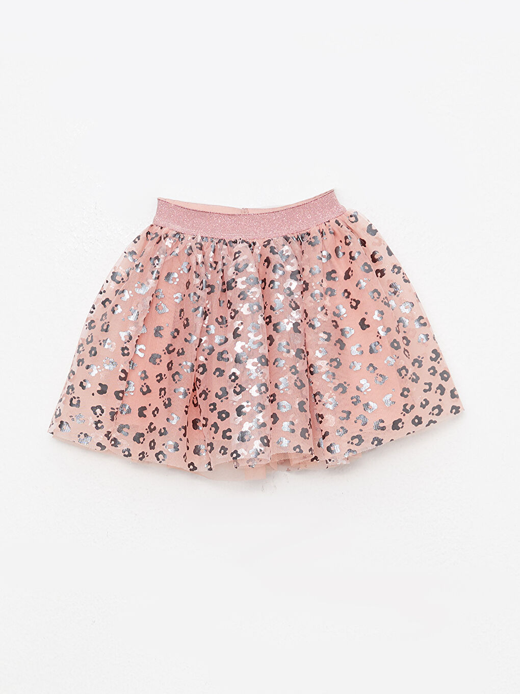 Pembe Beli Lastikli Desenli Kız Bebek Etek