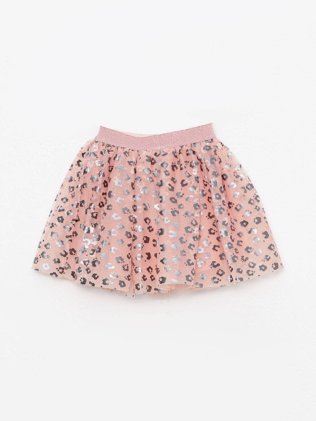 Pembe Beli Lastikli Desenli Kız Bebek Etek-1