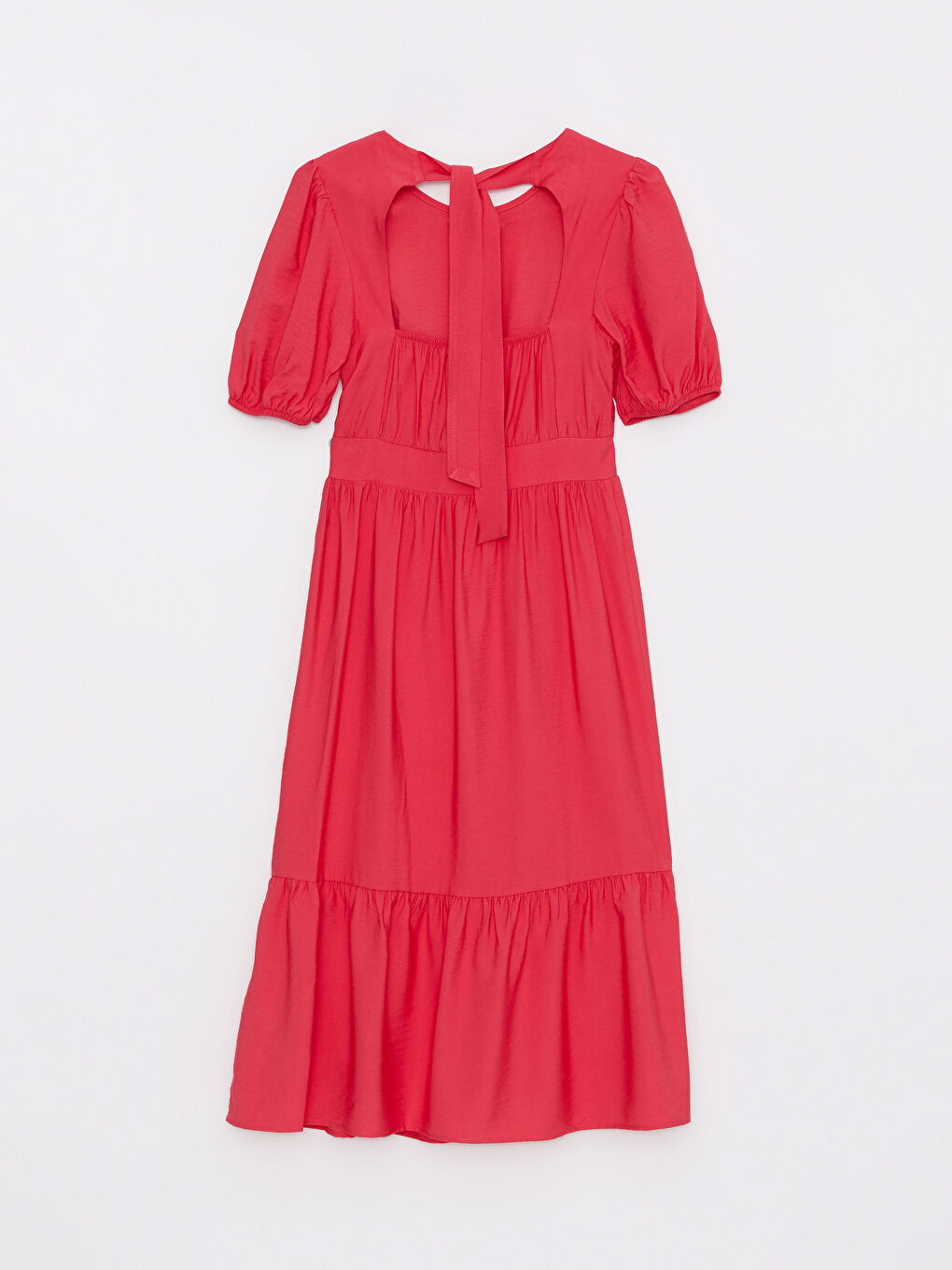 Fuşya Bisiklet Yaka Düz Kısa Kollu Kadın Elbise-6