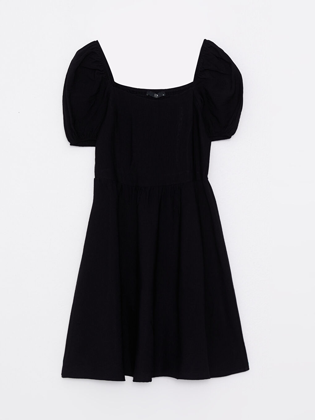 Robe pour Femmes à Encolure Cœur Unie à Manches Courtes-5