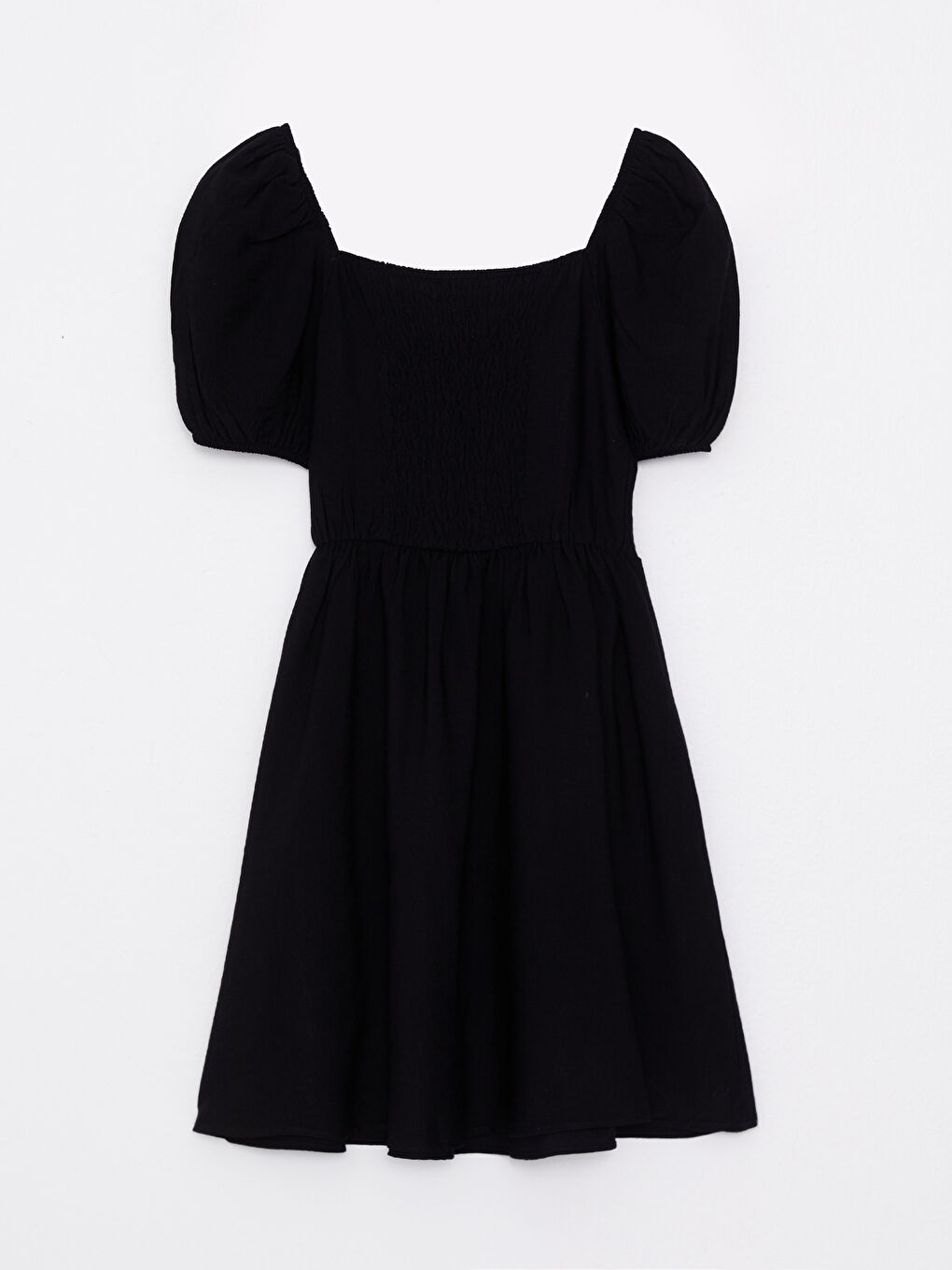 Robe pour Femmes à Encolure Cœur Unie à Manches Courtes-6