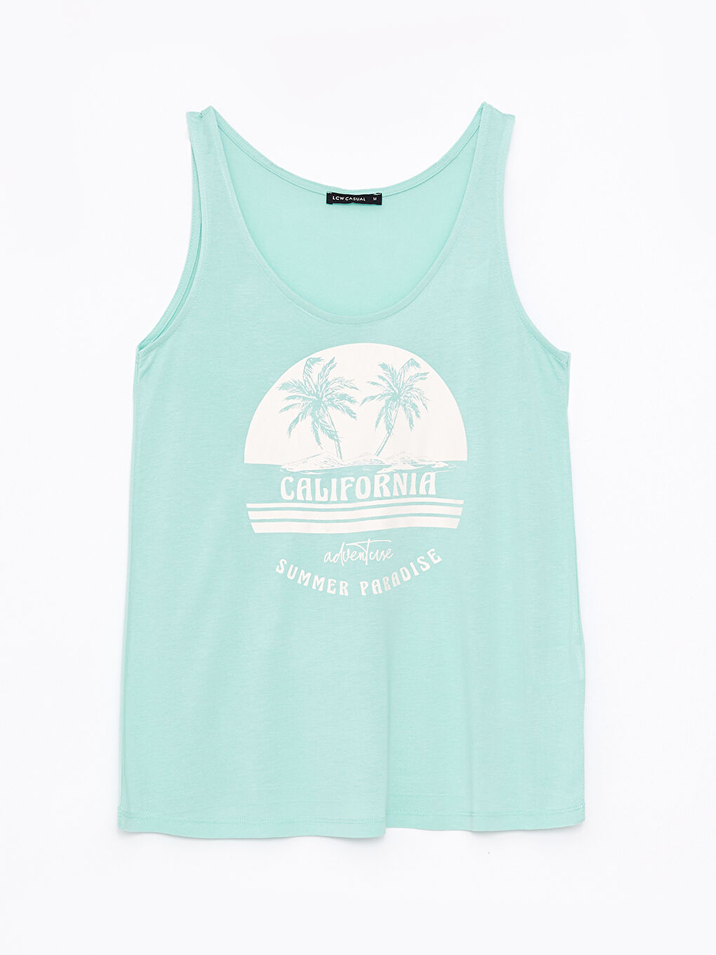 Yeşil U Yaka Baskılı Viskon Kadın Atlet-5