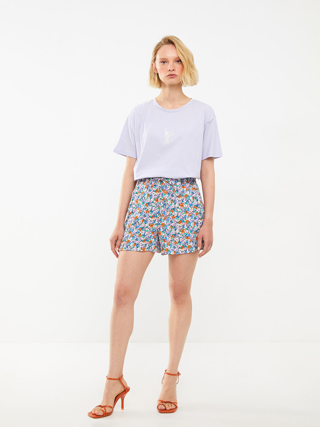 LCW Vision T-shirt en Coton à Manches Courtes Imprimé à Col Rond pour Femmes -S2JI69Z8-G7S