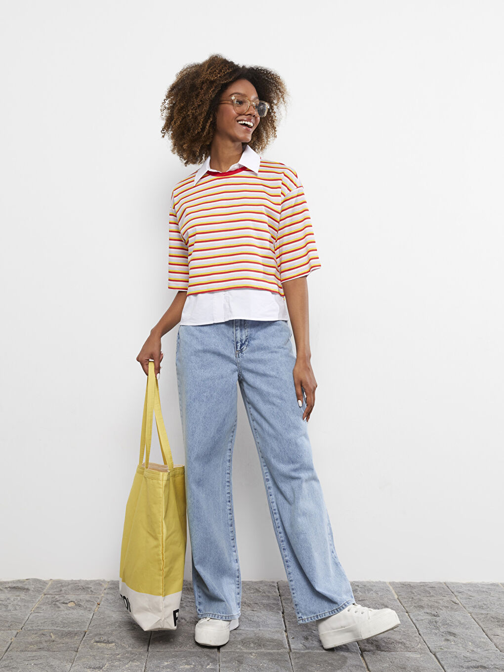 LC Waikiki Crew Neck Striped Short Sleeve Cotton Women's T-Shirt -S2JJ08Z8-LJE